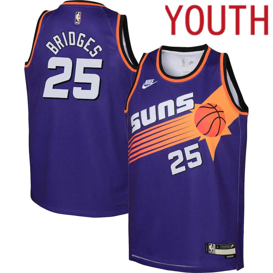 Youth Phoenix Suns 25 Mikal Bridges Nike Purple Classic Edition 2022-23 Swingman NBA Jersey